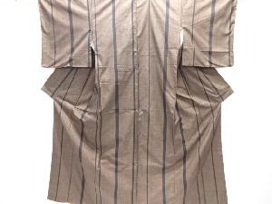 未使用品　縞に花更紗模様織出し本場泥大島紬着物（5マルキ）